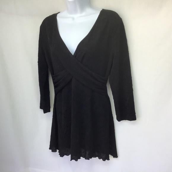 Connected Top Black Y Neck Textured Sheer 10 - Picture 4 of 7